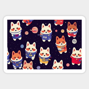 Pattern of Kawaii Corgis as astronaut Sticker